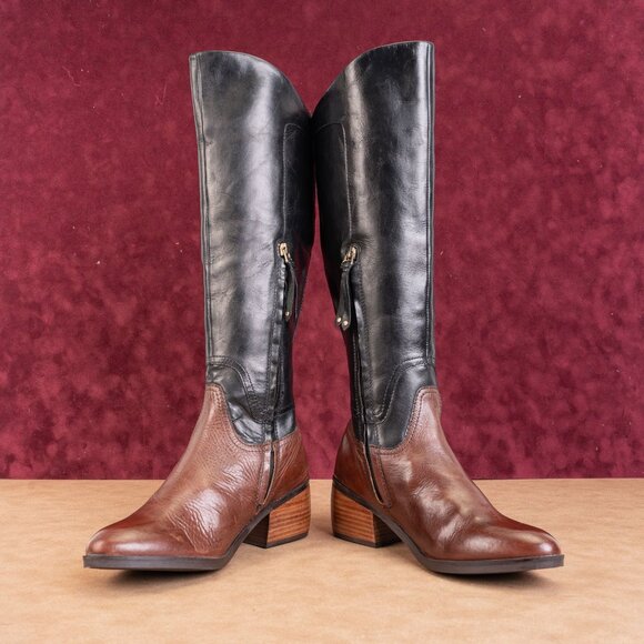 Lucca Lane Wmn Marella Brown Black Leather Riding Equestrian Buckle Boots sz 6.5 - Picture 3 of 11